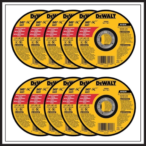 DEWALT DW8062 4-1/2" x .045" x 7/8" Metal Cut-Off Wheels Thin 10 Pack